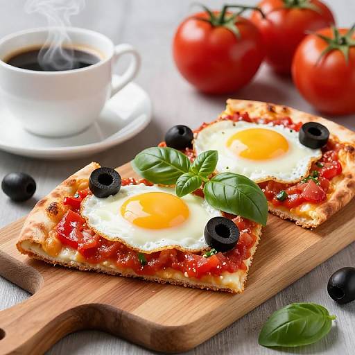 Savory Breakfast Pizza with Eggs and Basil