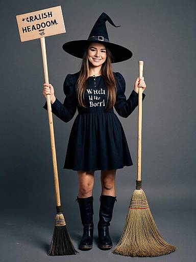 Funny Witch with Broom Sayings