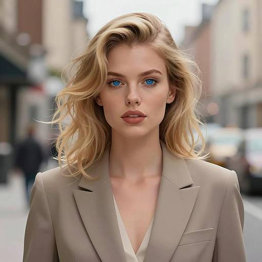 Confident Blonde Woman in Urban Setting