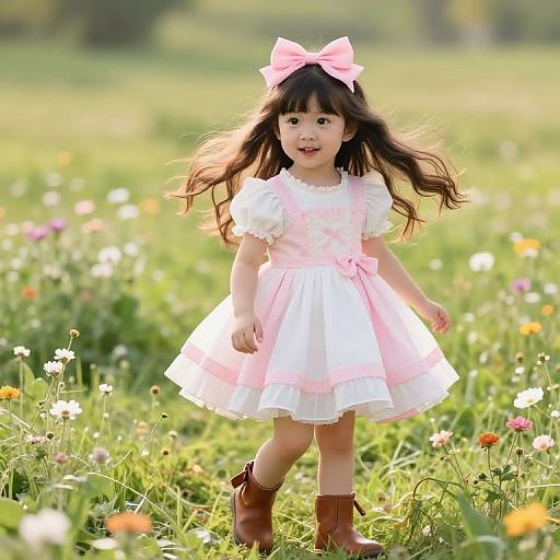 Joyful Girl in Sunlit Meadow
