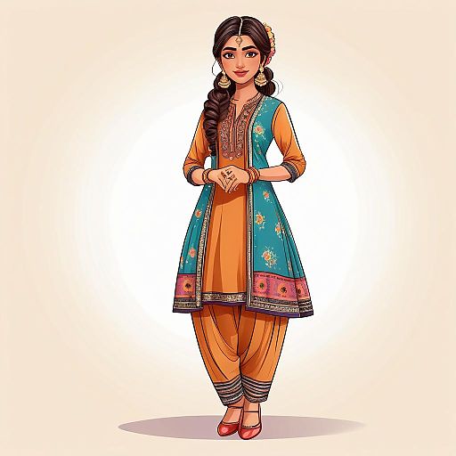 Indian Woman in Traditional Punjabi Suit