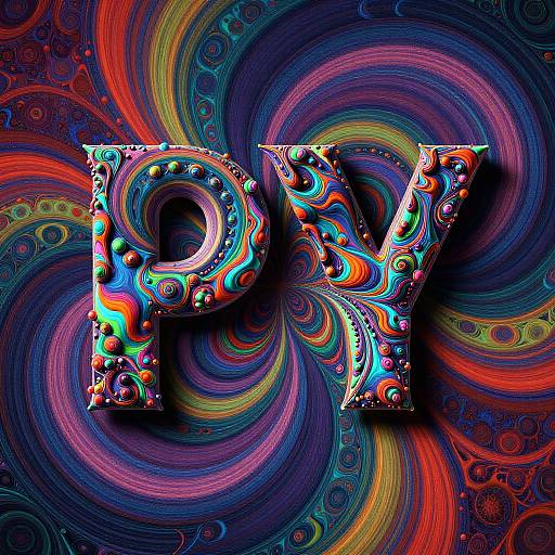 Psy Letter with Psychedelic Patterns
