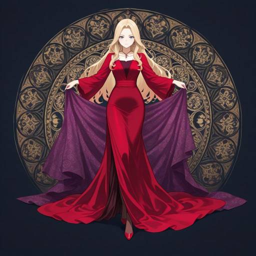 Elegant Woman in a Twilight Red Dress Elegant Woman in a Twilight Red Dress