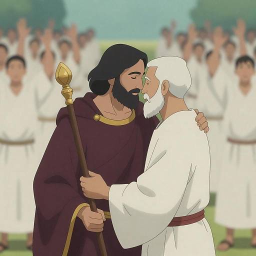 Embrace of Two Figures in Animation