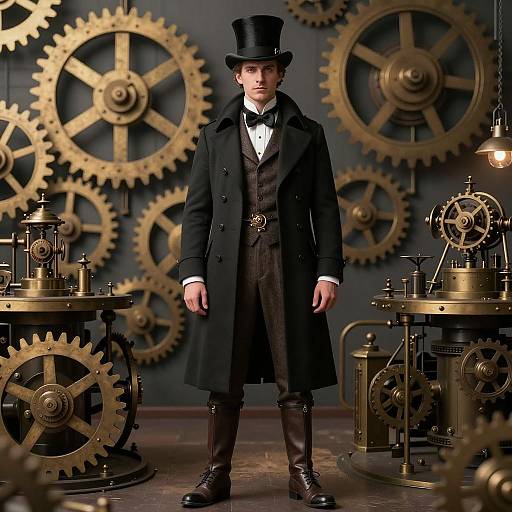 Victorian Steampunk Man in Workshop