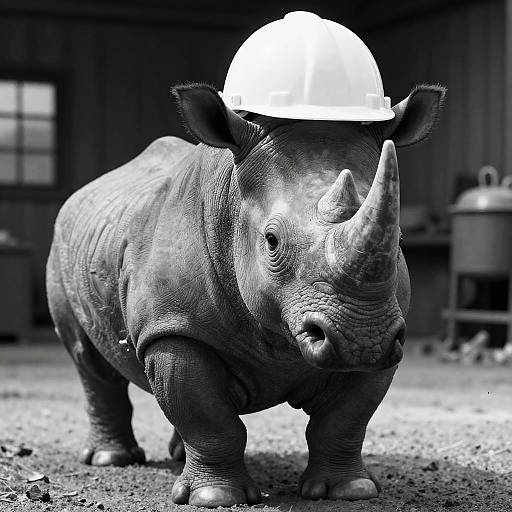 Steam-Powered Rhinoceros Engineer Portrait