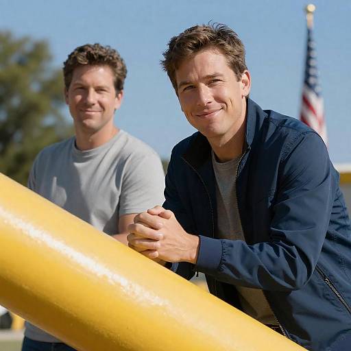 Outdoor Photo of Two Smiling Men