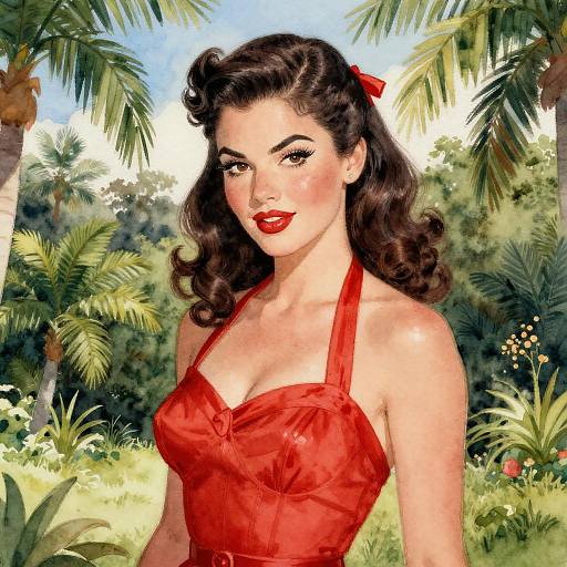 Retro Pin-Up in Tropical Garden