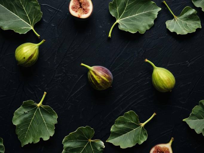 Elegant Fig Wallpaper on Dark Surface