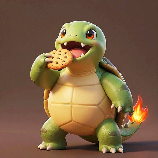 Happy Giant Turtle Beast Eating Cookie