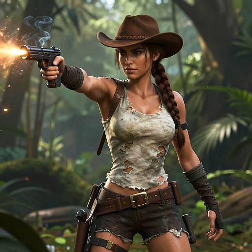 Cowboy Shot of Lara Croft in Jungle