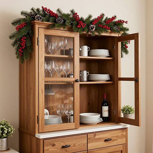 Festive Wooden Kitchen Cabinet Decor