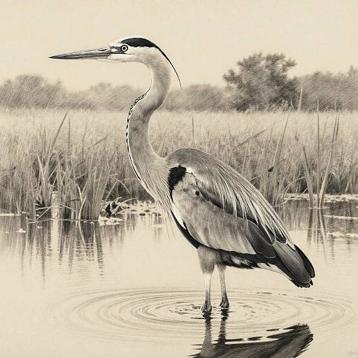 Hyperrealistic Heron Pencil Drawing