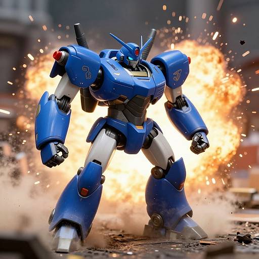 Realistic Blue Tachikoma Mecha Battle