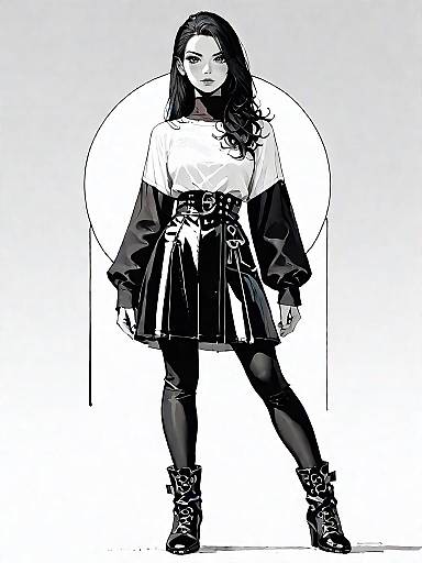 Fashionable Woman in Contemporary Chic Outfit