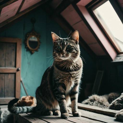 Tabby Cat in Rustic Attic Tabby Cat in Rustic Attic