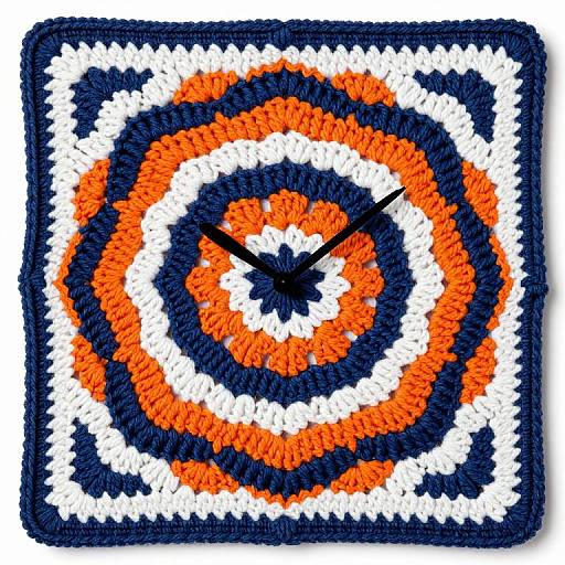Vibrant Mandala Square Crochet Clock