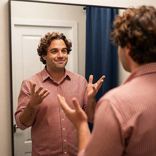 Reflective Self-Portrait with Curly Hair