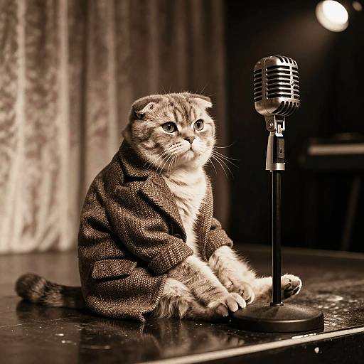 Scottish Fold Cat Jazz Club Portrait