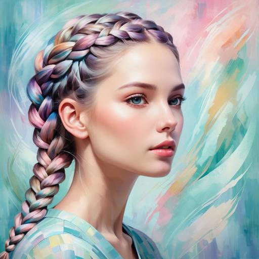 Portrait of a Young Woman with Multicolored Braided Hair