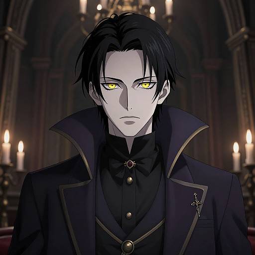 Anime Vampire Portrait in Gothic Mansion