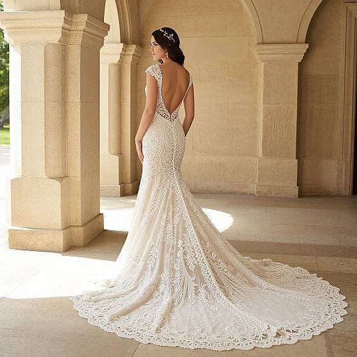 Elegant Beaded Wedding Gown Woman