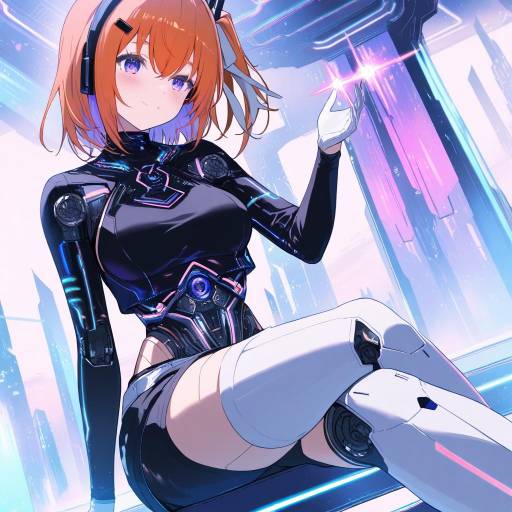 Futuristic Anime Character Reaching Out