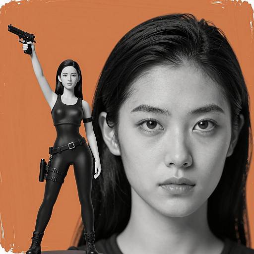 Striking Woman with Figurine Contrast