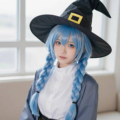 Young Witch with Twin Braids Portrait