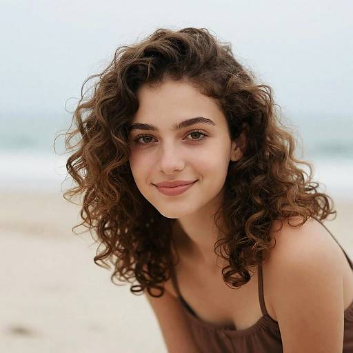 Cheerful Young Woman by the Beach