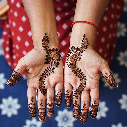 Intricate Henna Hands in Traditional Attire