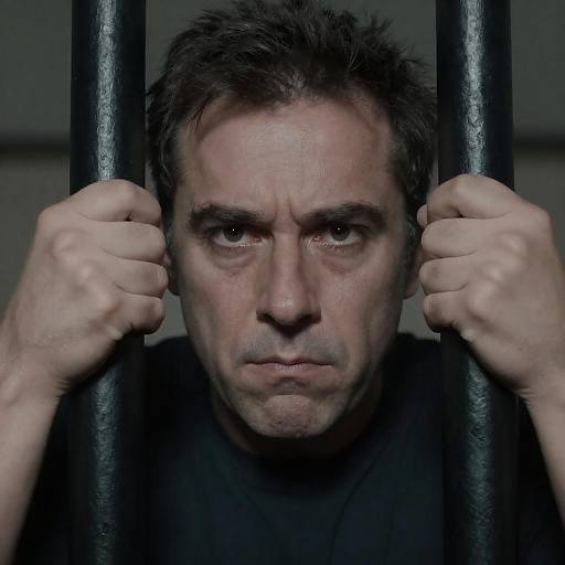 Determined Man Gripping Metal Bars