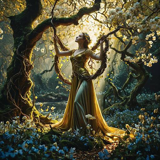 Ethereal Dryad in Enchanted Forest