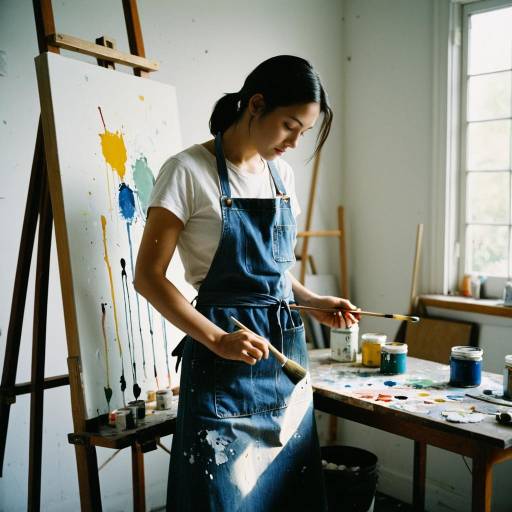 Solitary Painter in Sunlit Studio