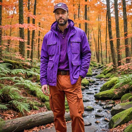Man Hiking in Autumn Forest