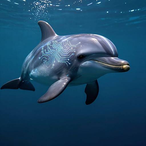 Dolphin AI Hybrid in Sci-Fi Ocean