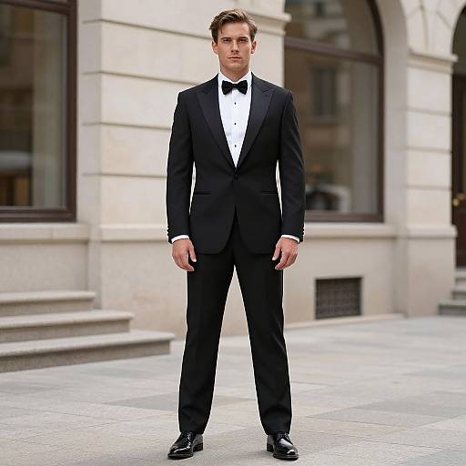 Man in Tuxedo Standing Outdoors