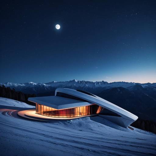 Mountain Observatory by Zaha Hadid at Night