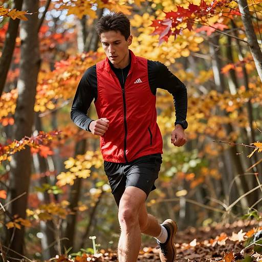 Athlete Running in Autumn Trail