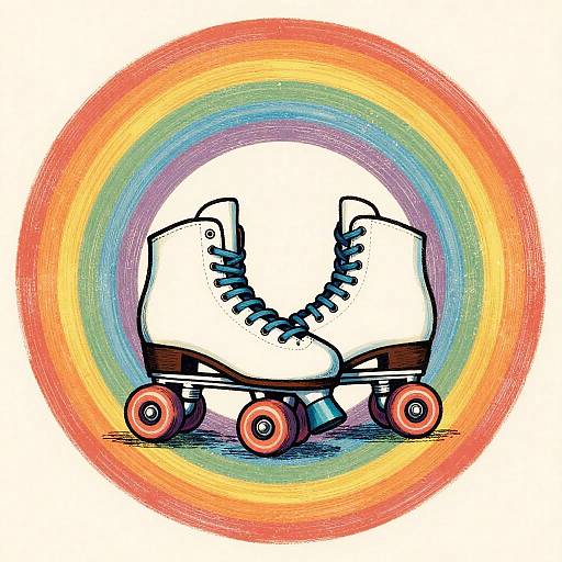 Retro Roller Skate Rink Art