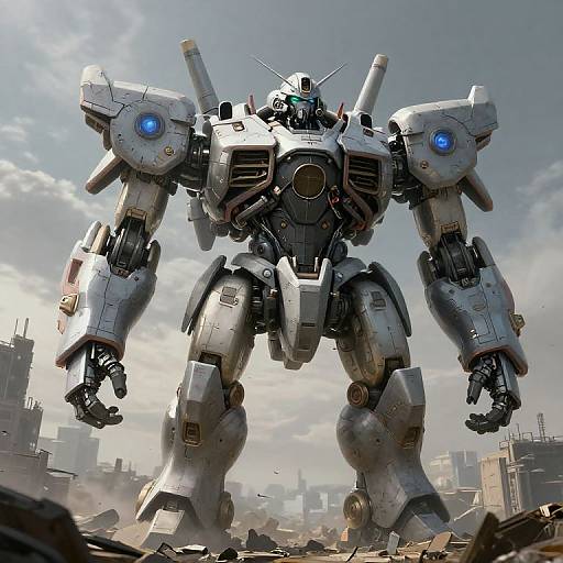 Giant Mecha Robot in Post-Apocalyptic City