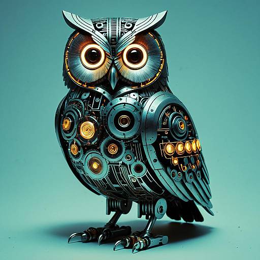 Detailed Isolated Mechanical Owl Design