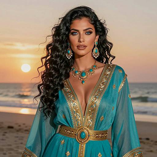 Elegant Beach Sunset Fashion Portrait