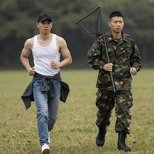 Action Shot of Men Running Outdoors