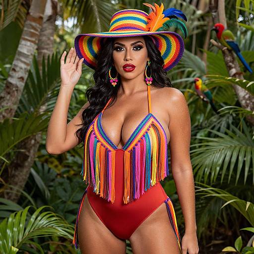 Vibrant Tropical Fashion Woman Portrait