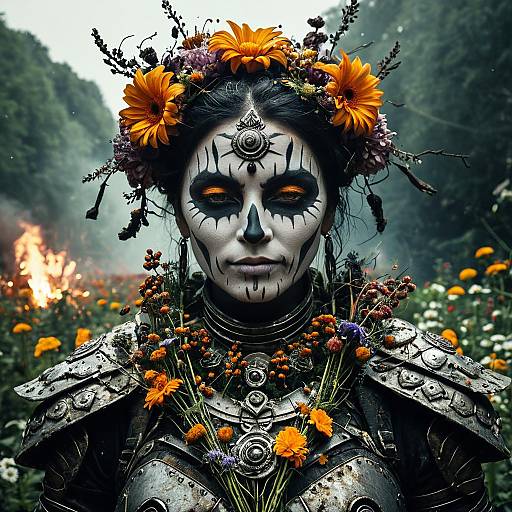 Floral Warrior in Biopunk Underworld