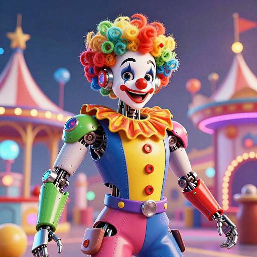 Futuristic Neon Robotic Circus Clown