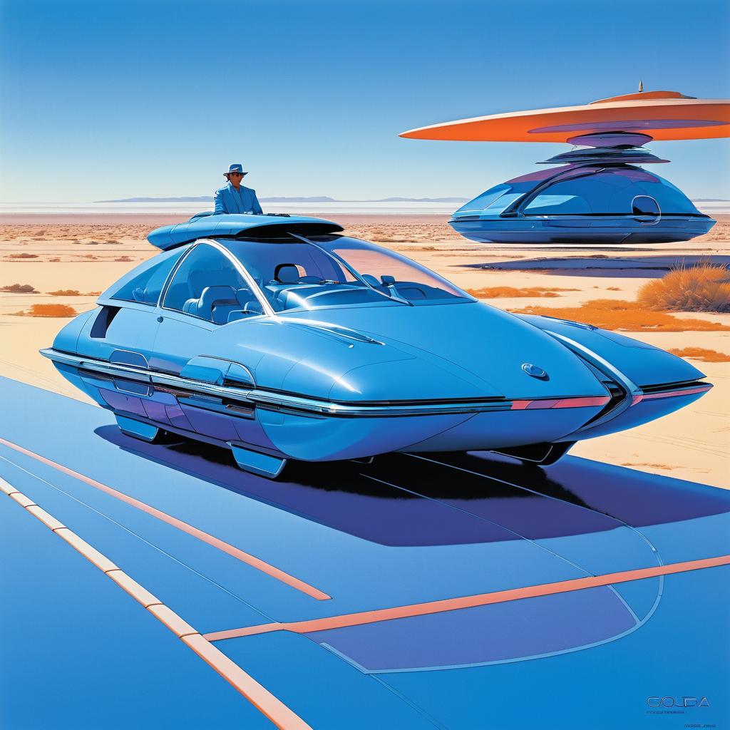 Futuristic Hovercar in Vibrant Comic Style