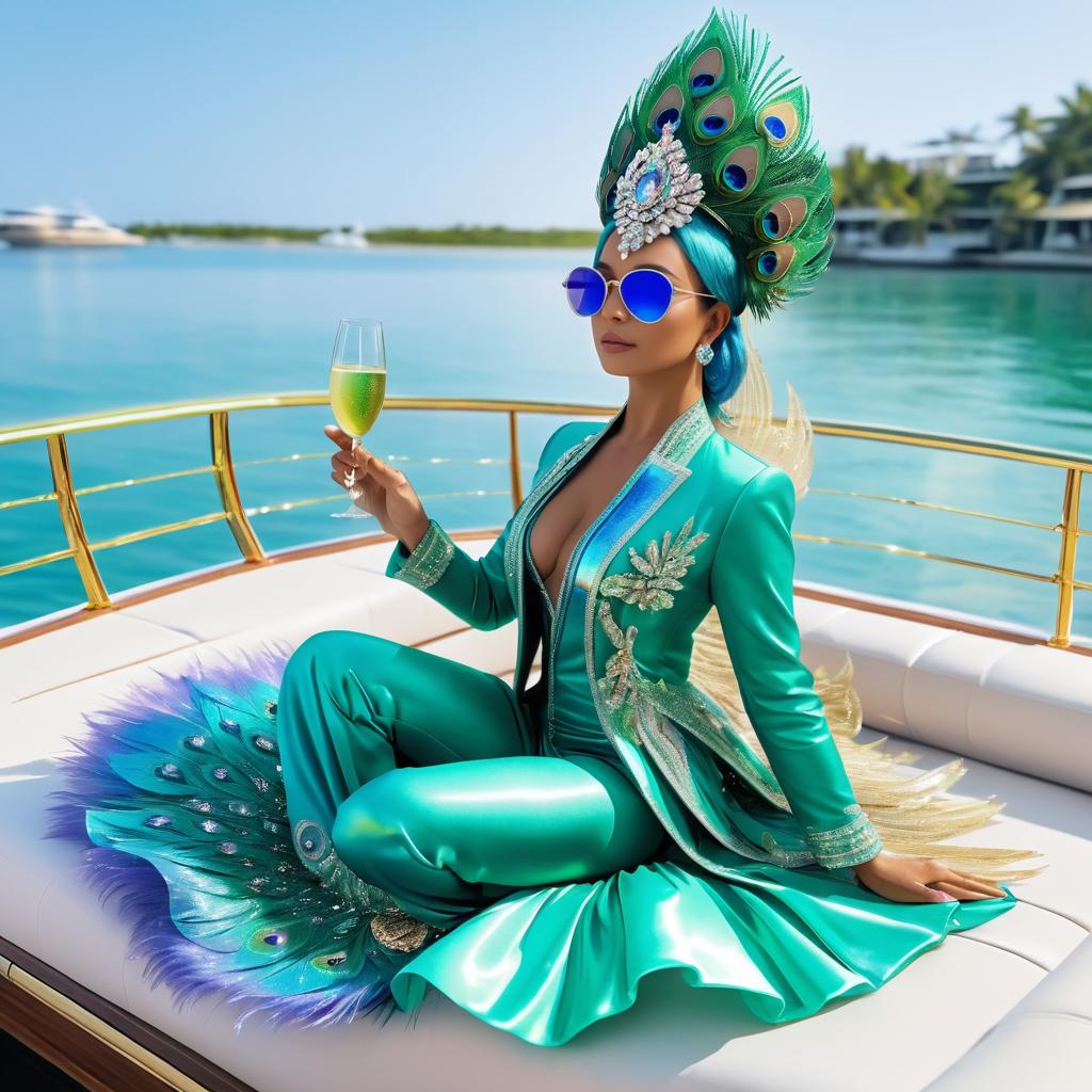 Peacock Yoga: Iridescent Elegance on a Boat