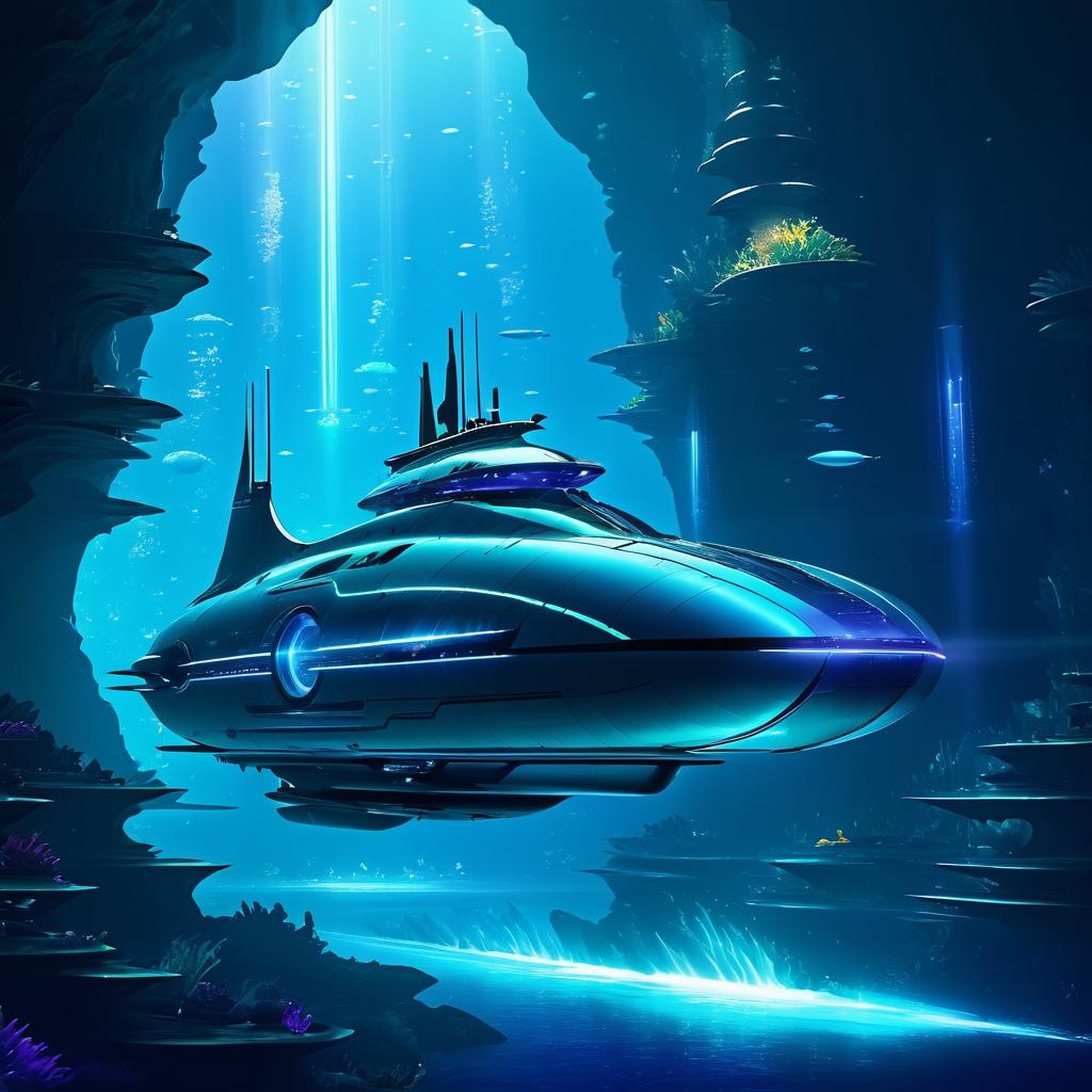 Epic High-Tech Submarine Underwater Art